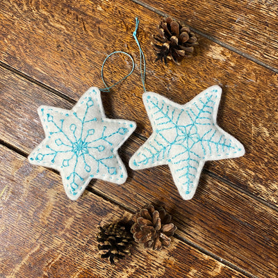 Embroidered Felt Star Ornaments - Free Downloadable Quilting Pattern