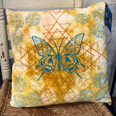 Block printed Gold Ice dyed pillows by Valori Wells