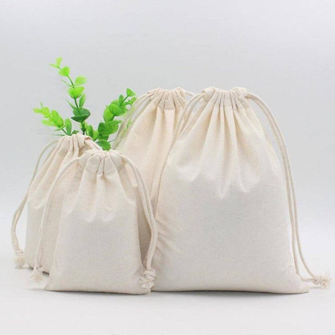 White canvas drawstring bags sale