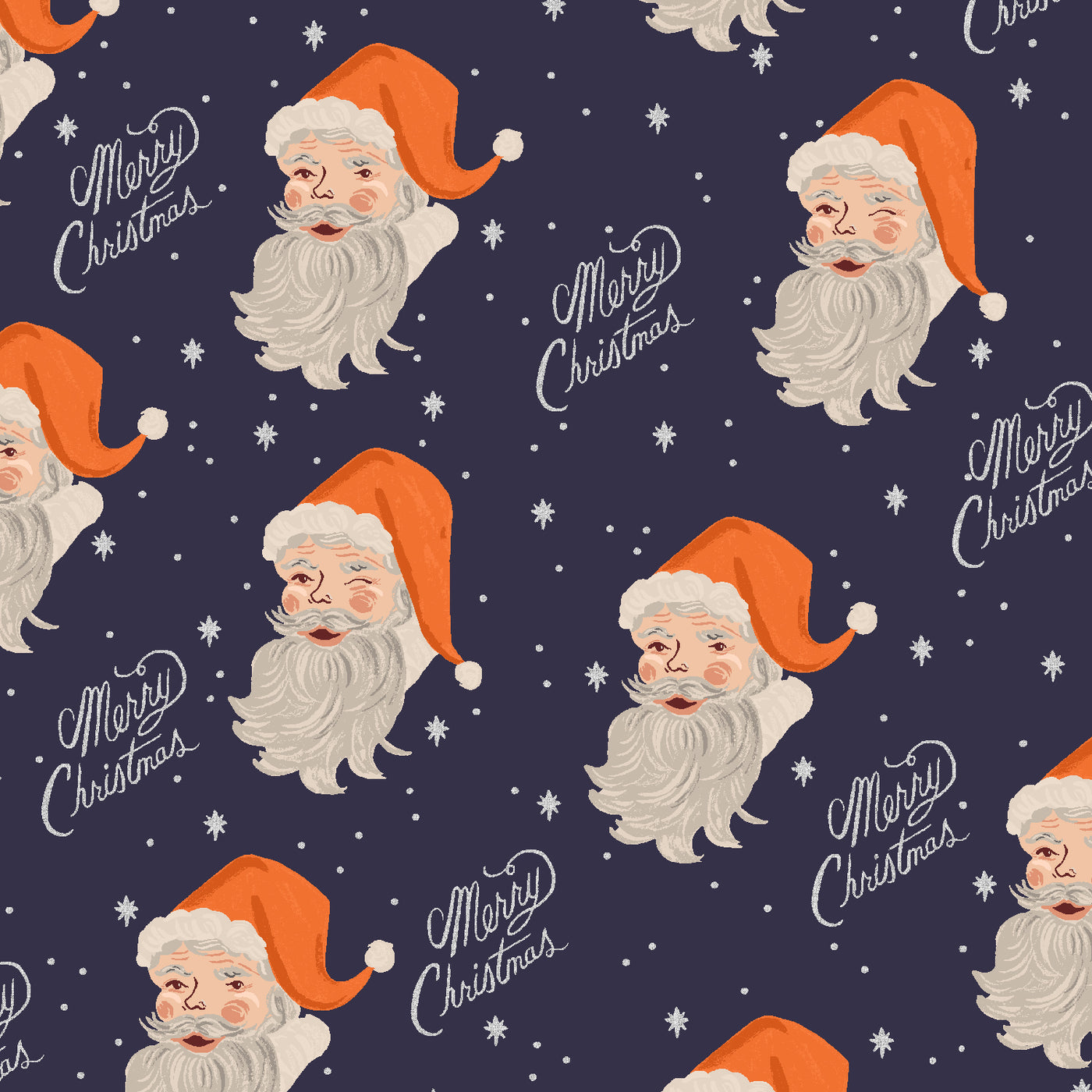 Holiday Classics - Santa by Cotton + Steel in Navy Metallic RP612-NA1M