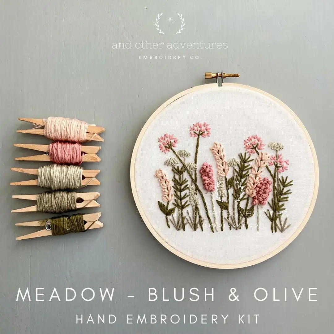 Meadow In Blush & Olive Embroidery Kit by And Other Adventures