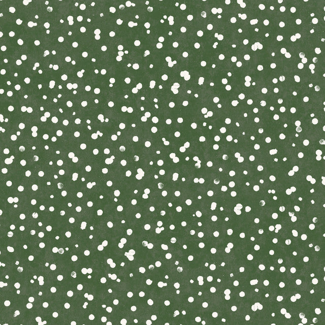 Winter Wreaths Scattered Snow Green - MAS10885-G