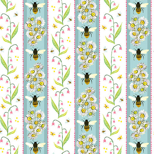 PREORDER - A Wildflower Heart Honeyland Stripe Lt Prairie Sky by Katie Daisy 16512-50