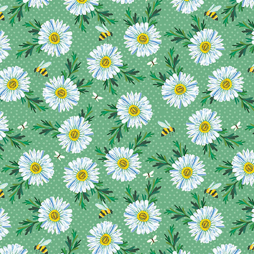 PREORDER - A Wildflower Heart Daisy Scatter Teal by Katie Daisy 16513-84