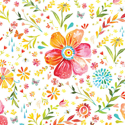 A Prairie Heart by Katie Daisy Posies White 16629-09