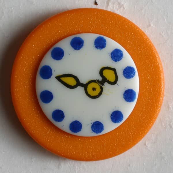 18mm Round Orange Clock Button 250932