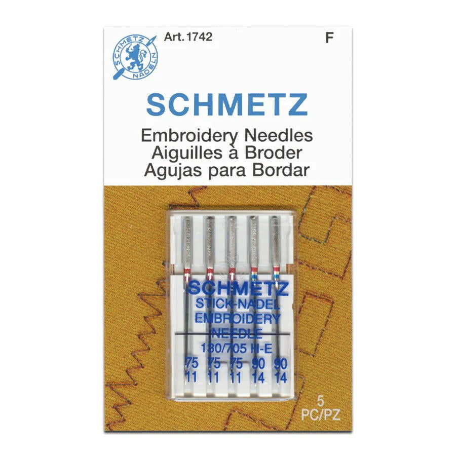 Schmetz 5 Embroidery NeedlesSz 75/11-90/14