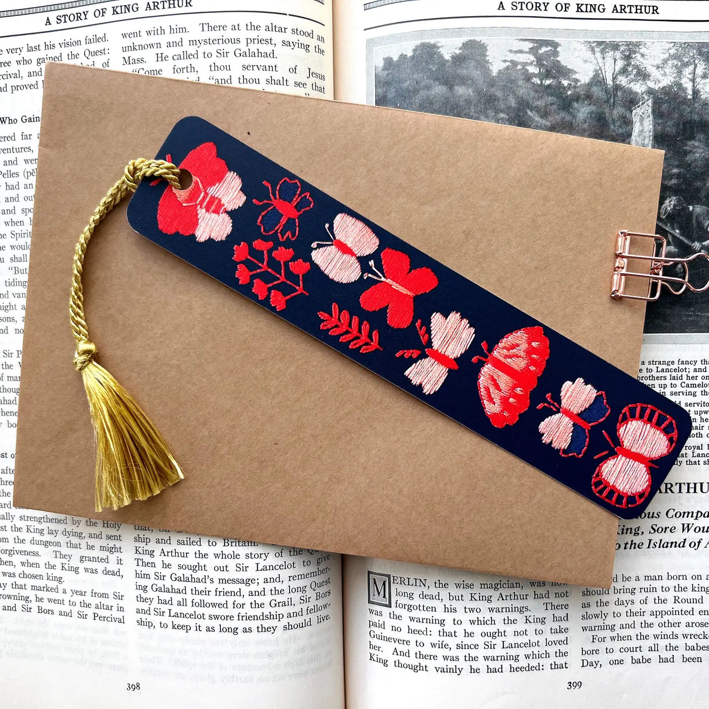 Butterflies Embroidery Tassel Bookmark by Rikrack