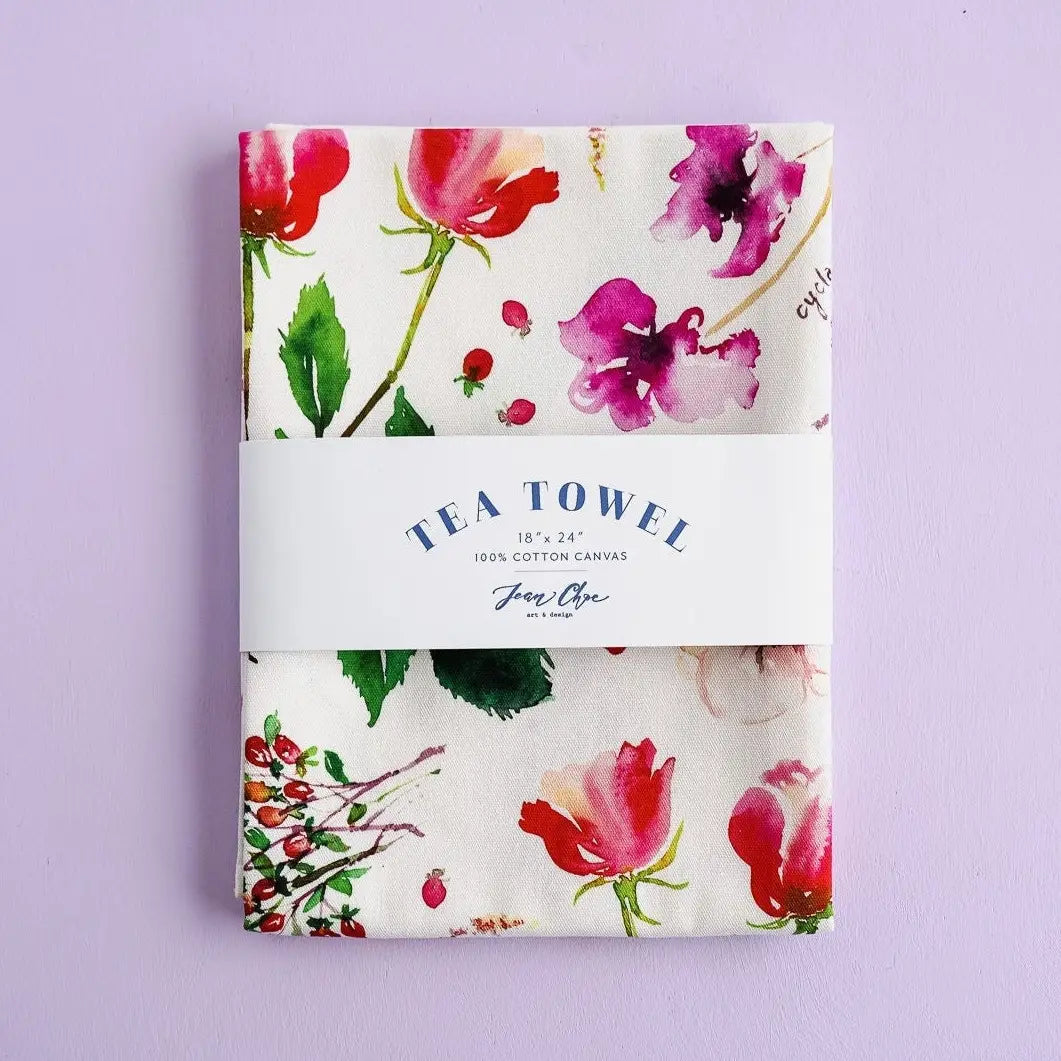 Botanical Rainbow - Red -  Kitchen Tea Towel