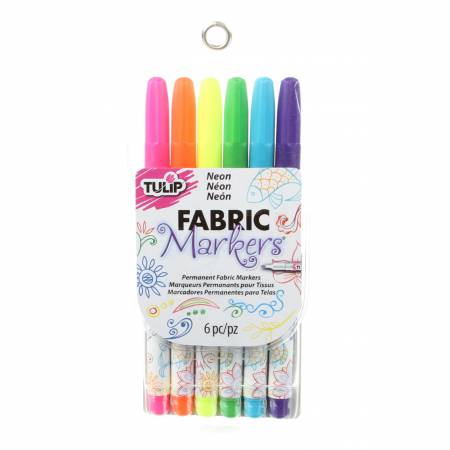 Tulip Fine Tip Fabric Markers - 6 pack - Neon