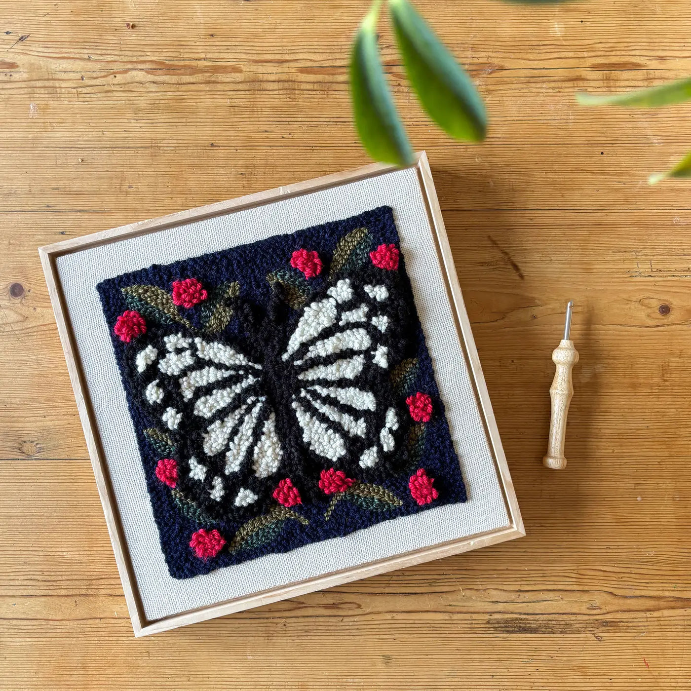 The Urban Acres Punch Needle Frame Kit - Spring Butterfly
