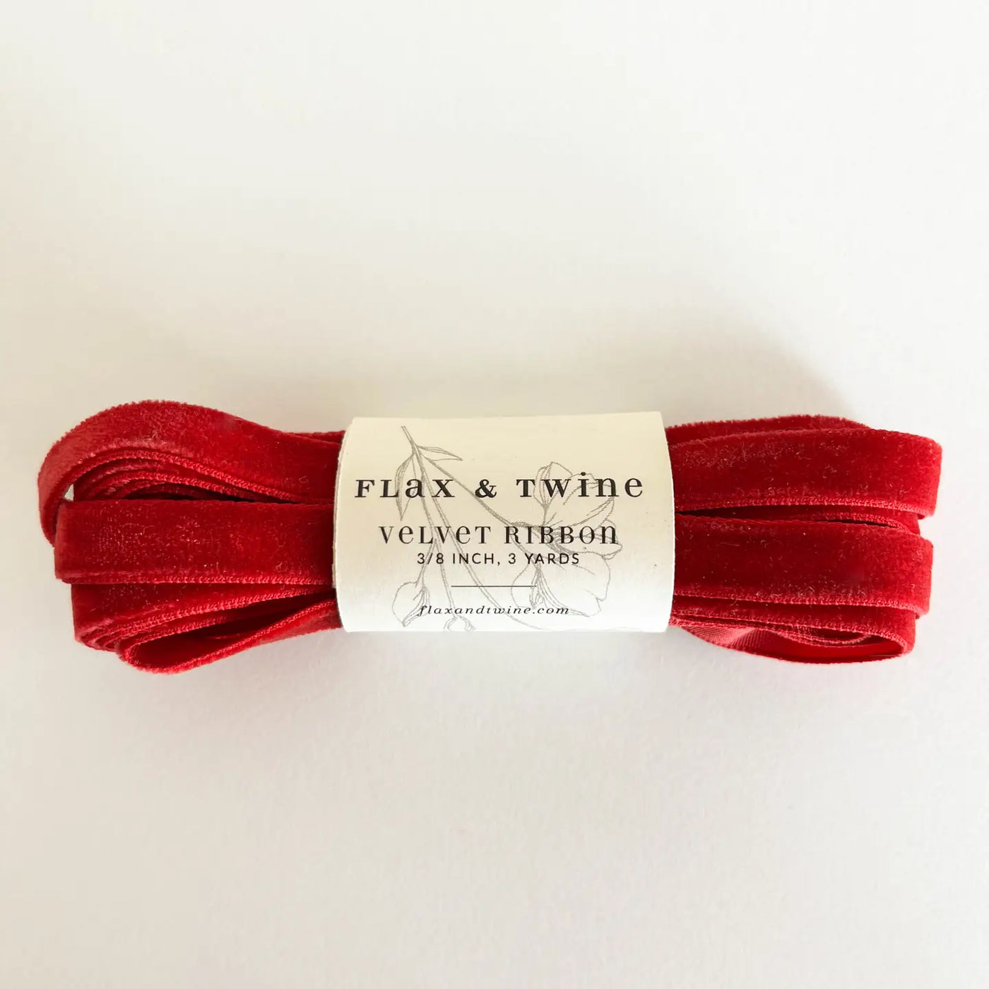 Flax & Twine 3/8" Velvet Ribbon 3 Yards