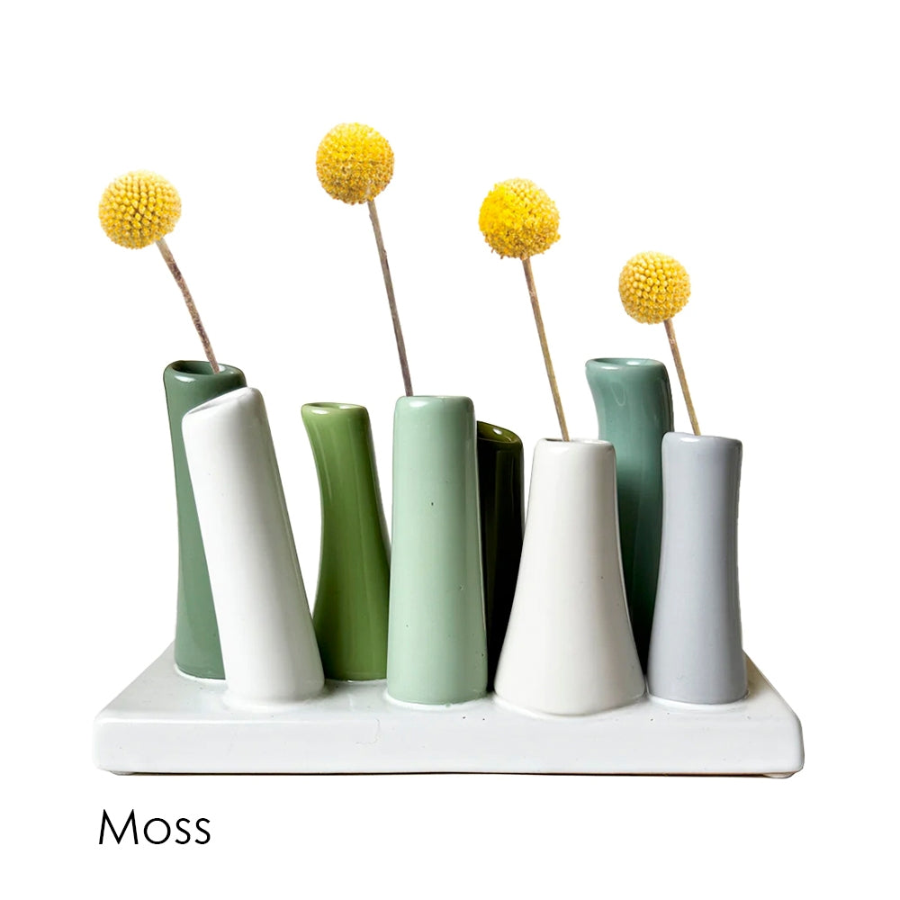 Pooley 2 Moss - Ceramic 8-Tube Vase
