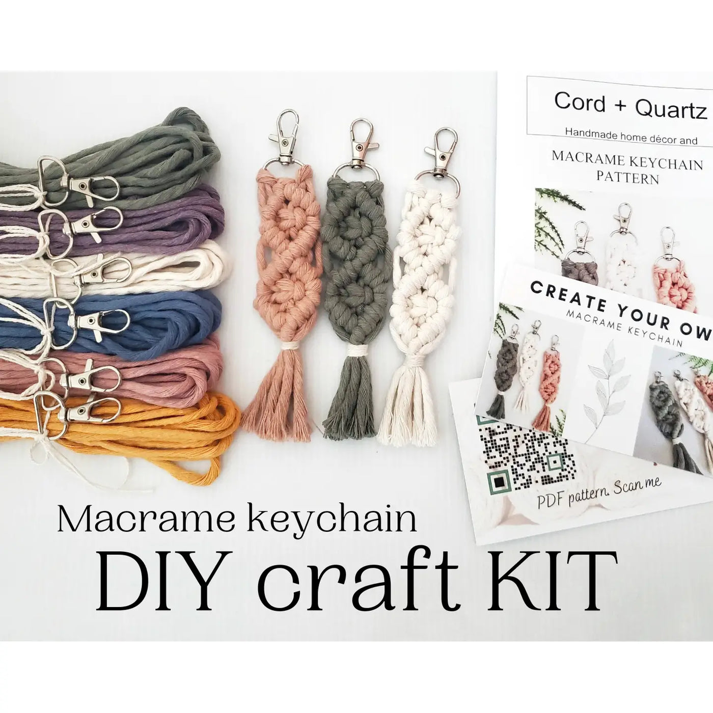 Macrame Keychain DIY Kit - Cord & Quartz