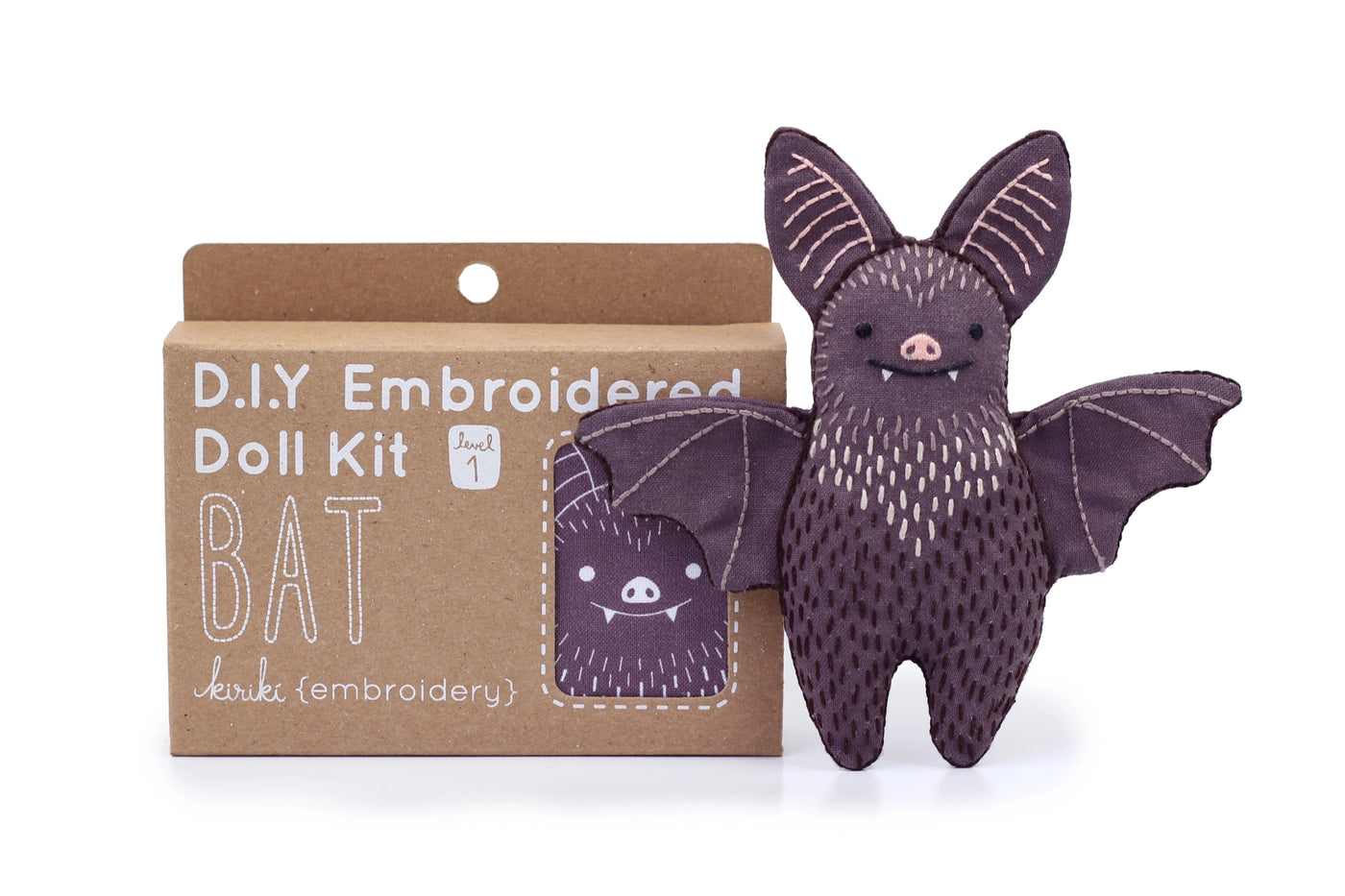 DIY Embroidered Doll Kit Bat- Kiriki Press