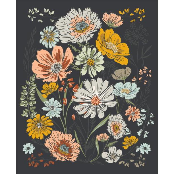 Woodland Wildflowers Panel Charcoal 45588 19