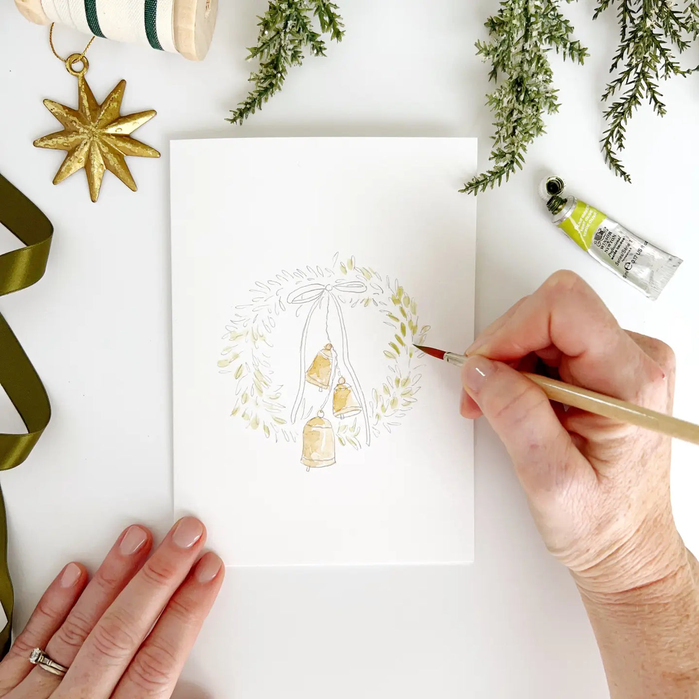 Paintable Watercolor Notecards - Christmas Wreaths