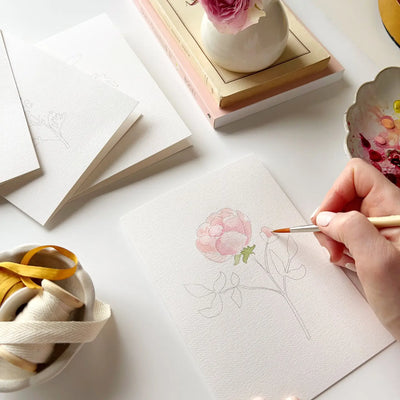 Paintable Watercolor Notecards - Garden Flowers