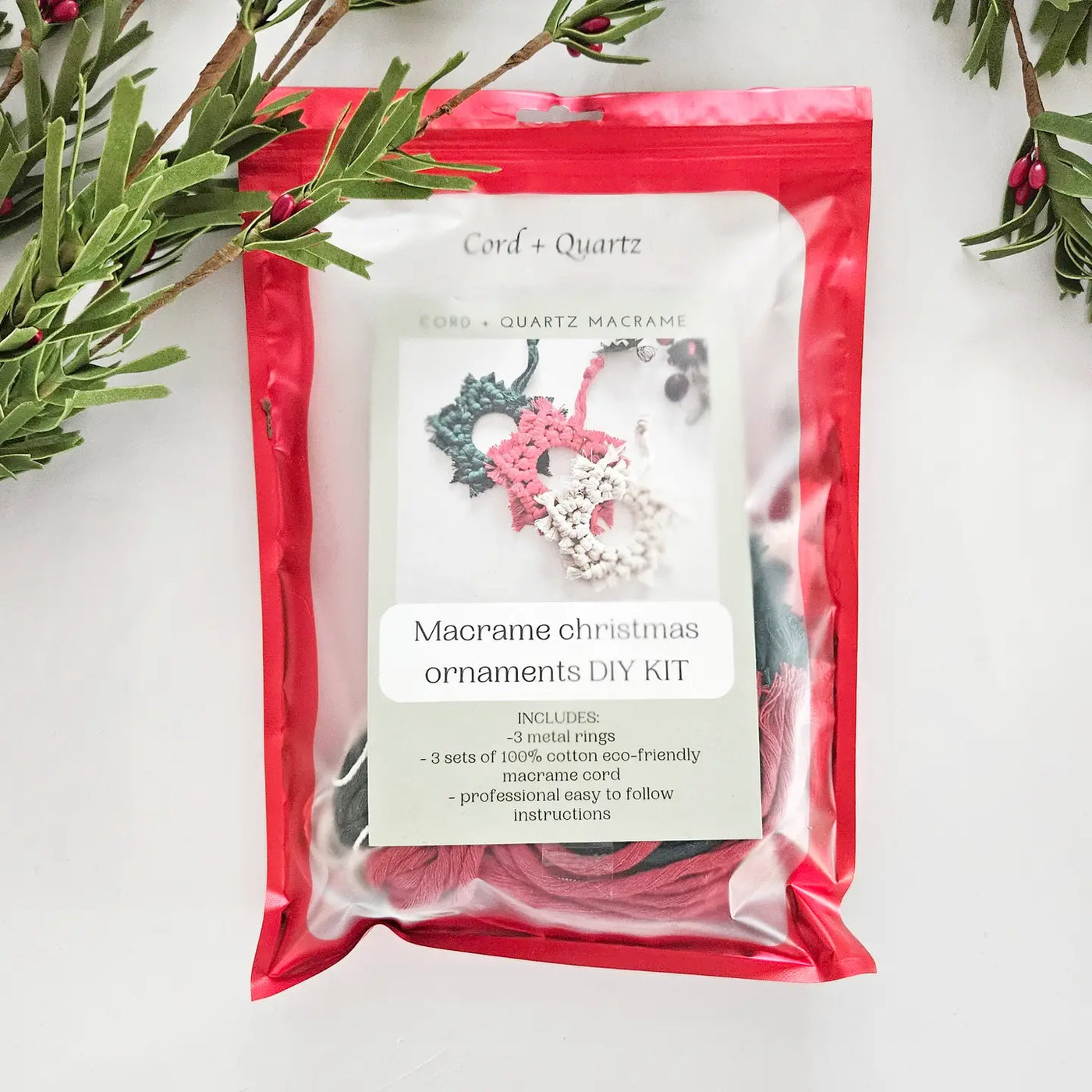 Macrame Christmas Ornaments DIY Kit - Cord & Quartz
