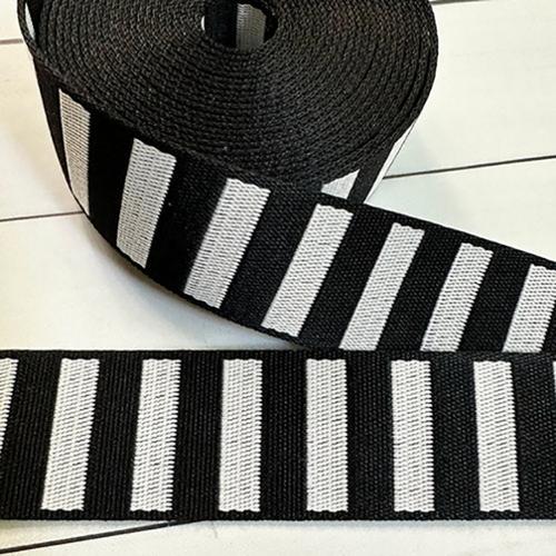 1.5" Webbing - Bold Stripe in Black/White