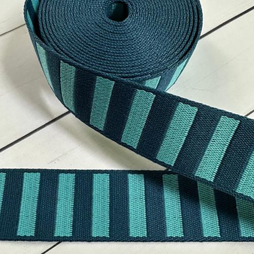 1.5" Webbing - Bold Stripe in Peacock/Turquoise