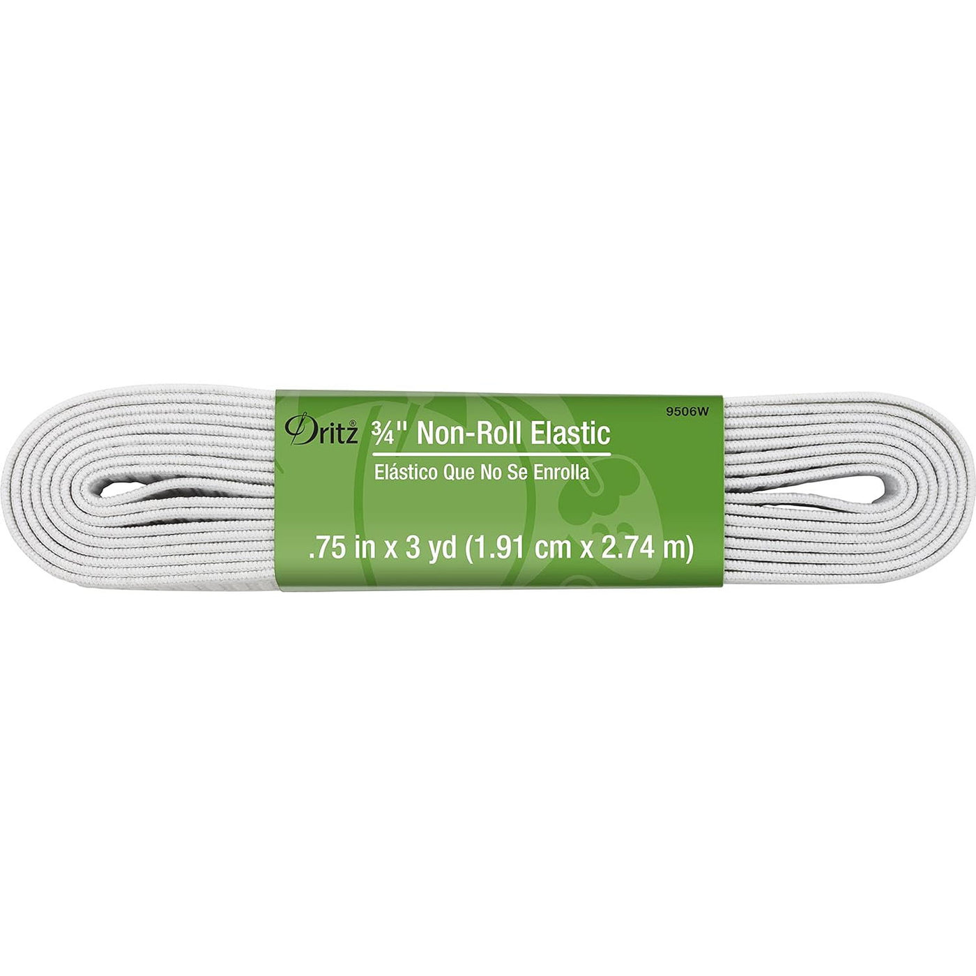 .75 x 3 yds Non Roll Knit Elastic White