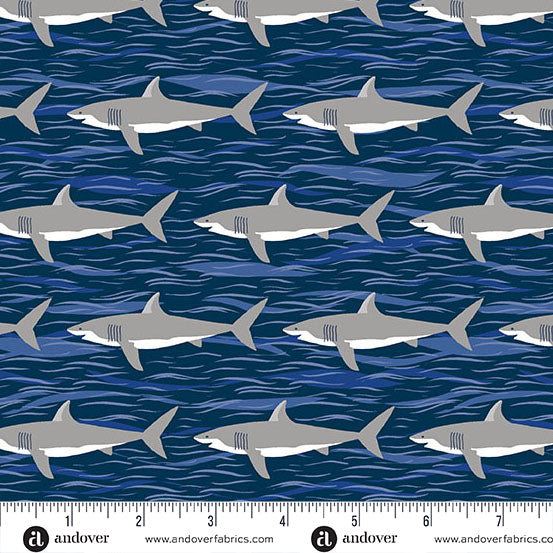Deep Blue Sea Sharks Dark Blue MU-141-B8