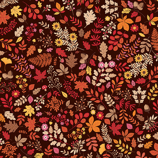 Autumn Days Foliage Brown by Makower UK TP-2595-V