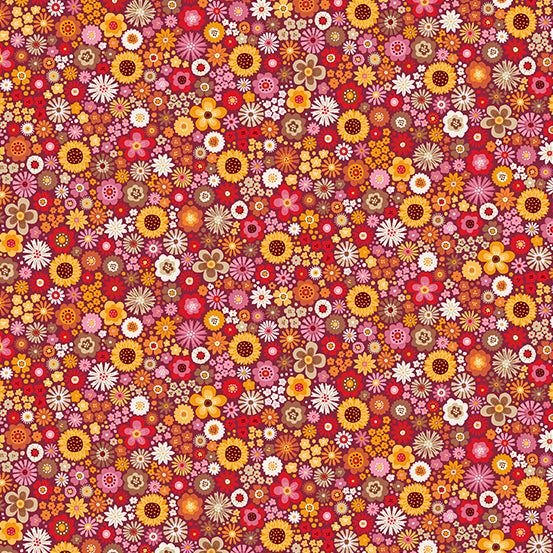 Autumn Days Mini Floral Red by Makower UK TP-2599-R