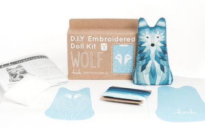 DIY Embroidered Doll Kit Wolf- Kiriki Press