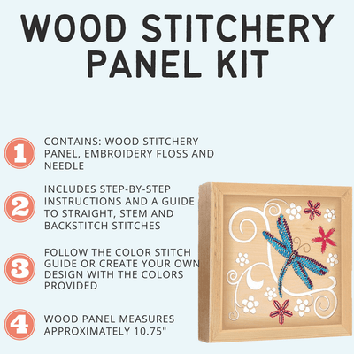 Wood Stitching Kit with Shadow Box - Dragonfly