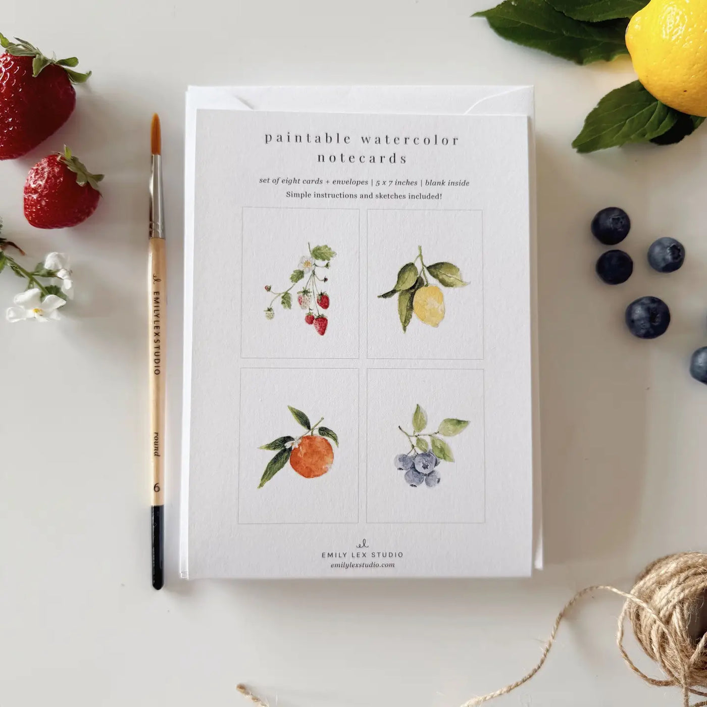 Paintable Watercolor Notecards - Fruit