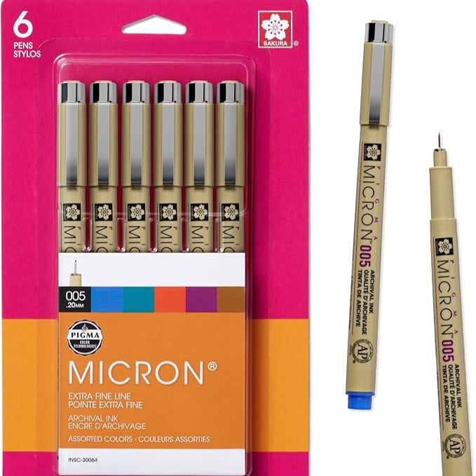 Pigma Micron Pen Set Asst .005 .20mm