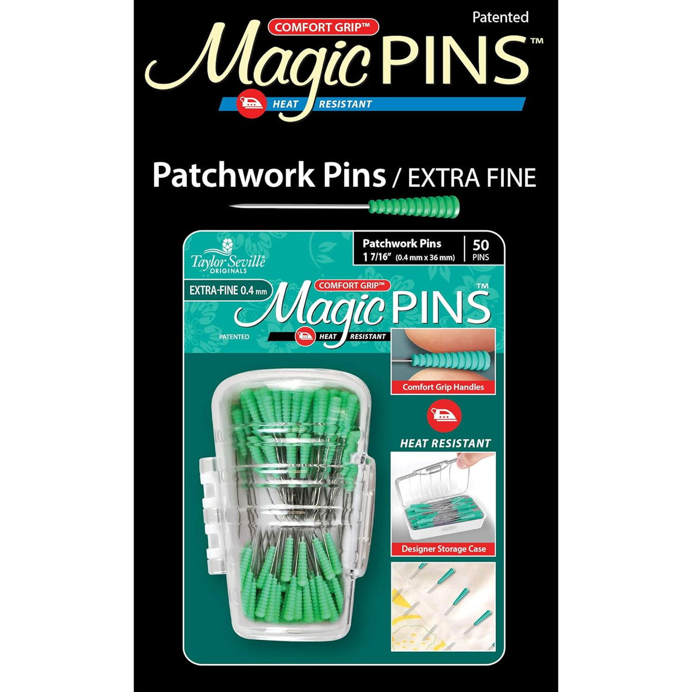 Magic Pins Heat Resistant Fine 1 7/16"  (.5mm x 36mm) Pins 50 ct