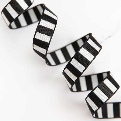 1" Webbing - Bold Stripe Black/White