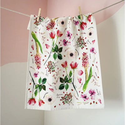 Botanical Rainbow - Red -  Kitchen Tea Towel