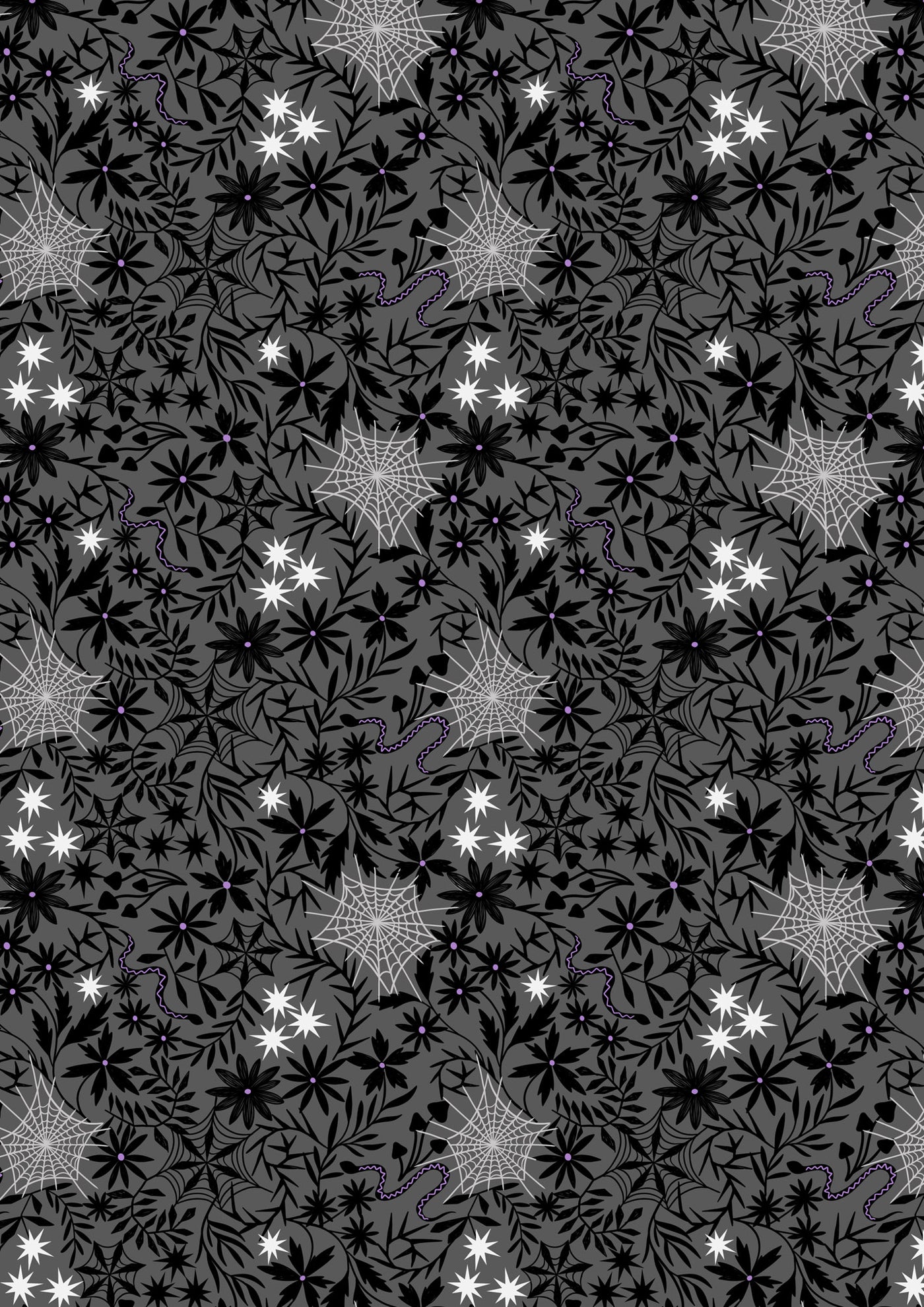 Witchy Woods Floral Cobwebs Grey A884C
