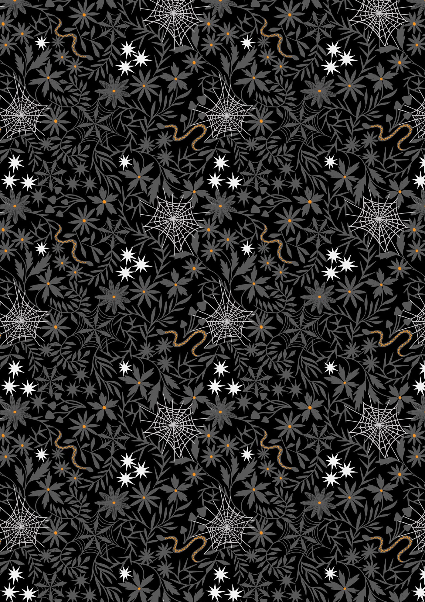 Witchy Woods Floral Cobwebs Black A884B