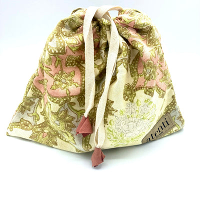 Atenti Drawstring Bag - Pink & Green