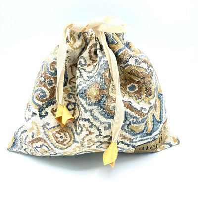 Atenti Drawstring Bag - Brown & Blue