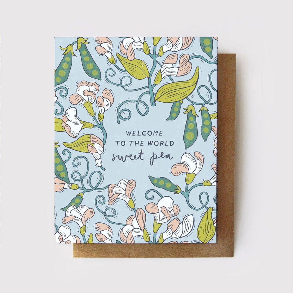 Root & Branch Paper Co. - Welcome to the World Sweetpea Card