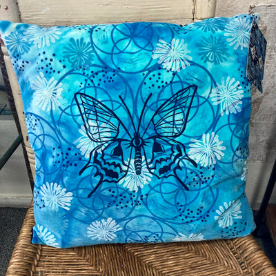 Block printed Blue Ice dyed pillows by Valori Wells