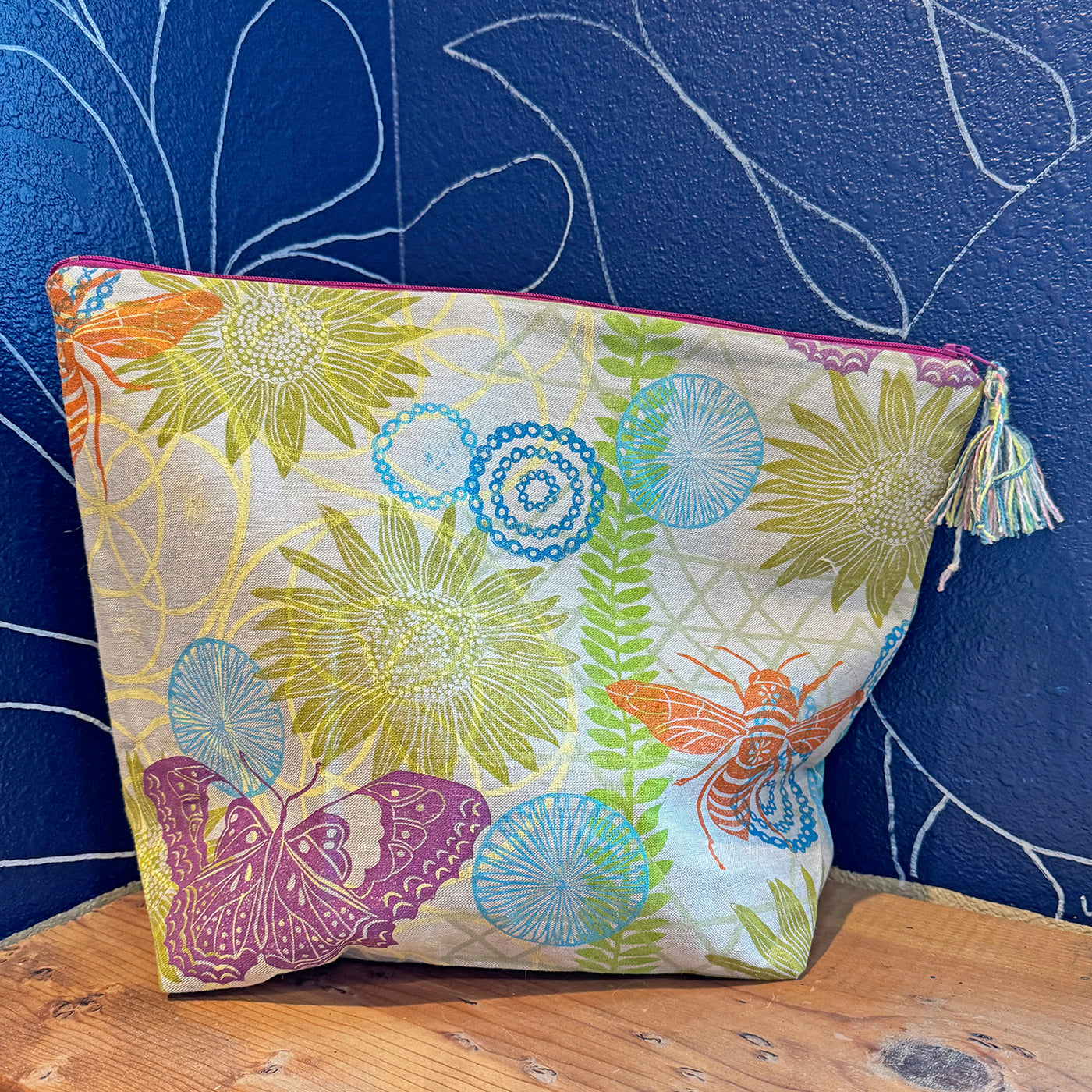 Butterfly and Bee Block Printed Zipper Pouch - by Valori Wells