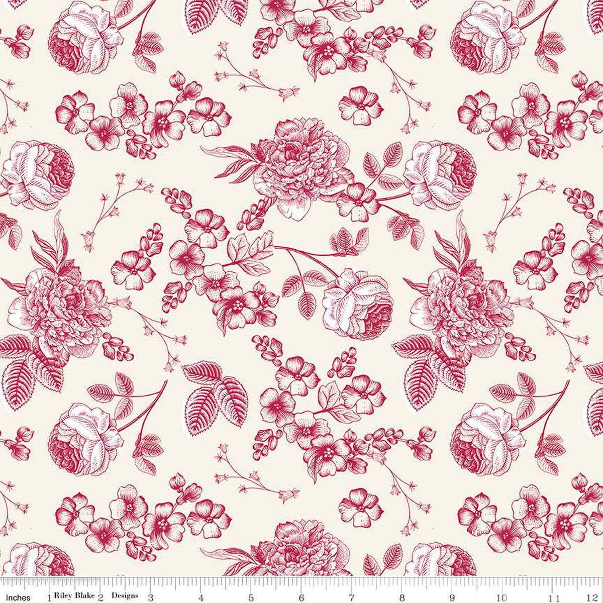 Heirloom Red Line Floral Cream C14341-Cream