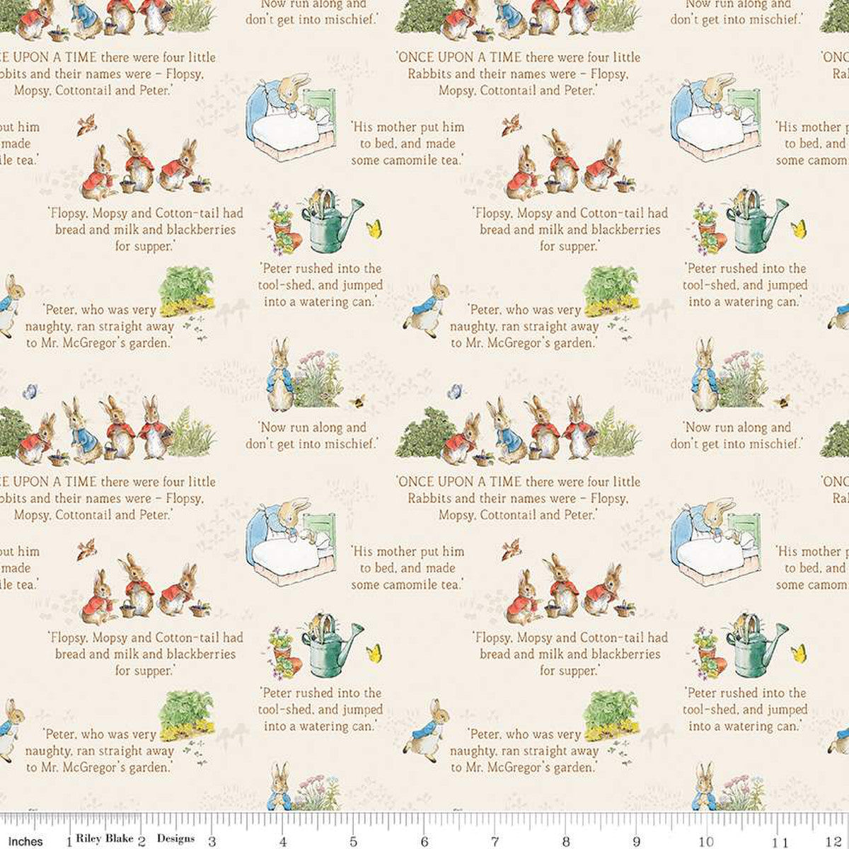 The Tale of Peter Rabbit Text Cream C14701-CREAM