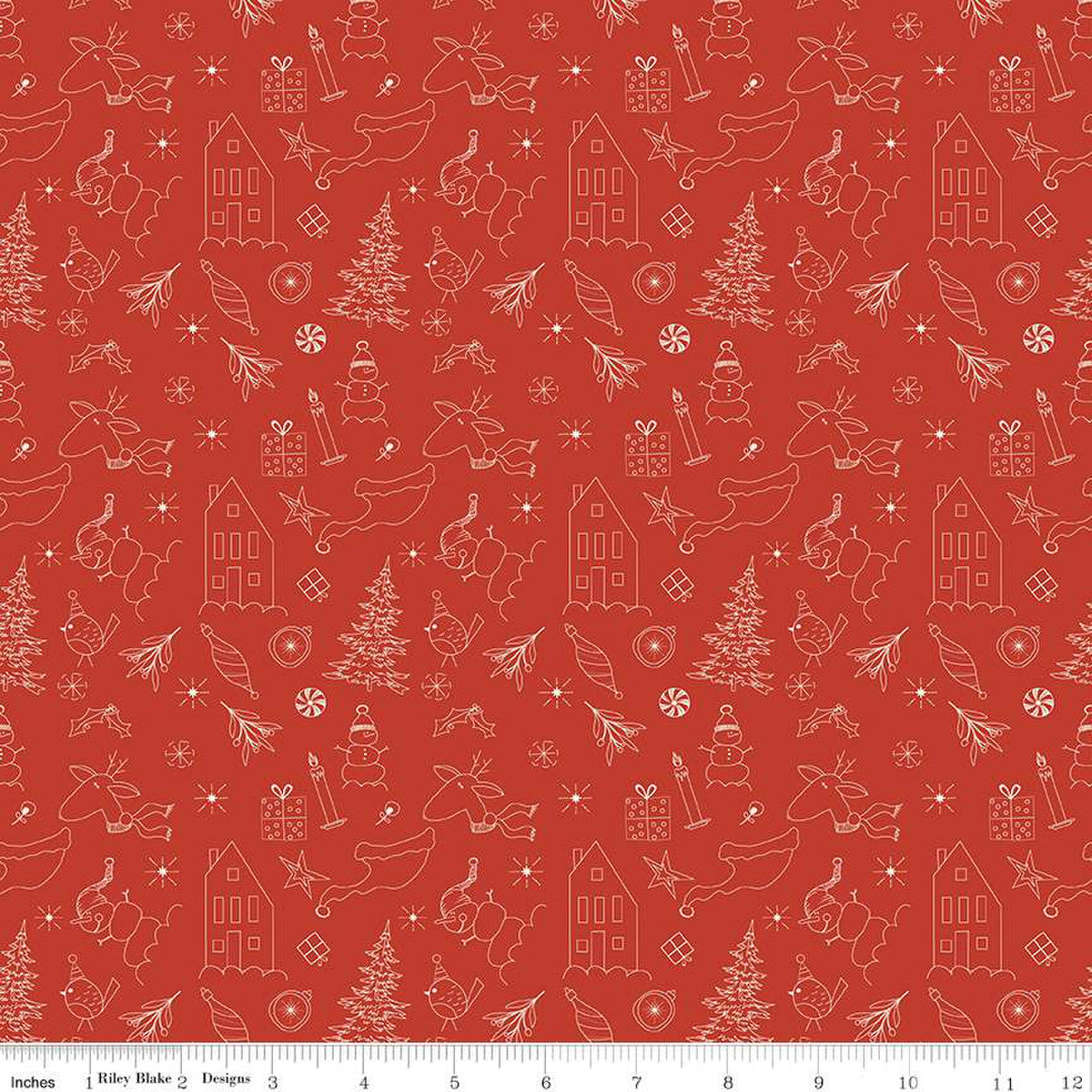 Christmas is in Town Doodles Red C14742-RED