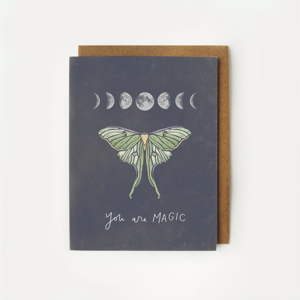 Root & Branch Paper Co. - You are Magic Luna Moth Moon Phases Everyday Greeting Card