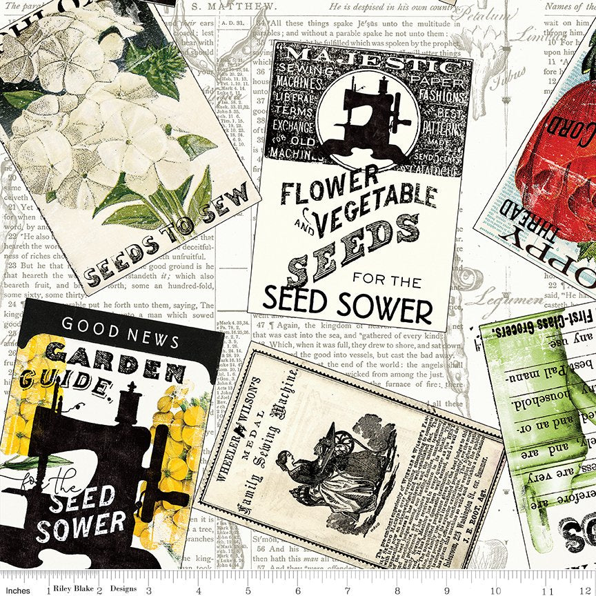 Sewing Seeds III by J Wecker Frisch Packet Toss White  C15687-WHITE