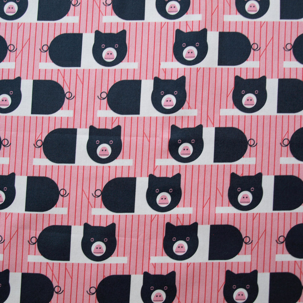 Charley Harper Best Friends Piggies Pink Poplin CH-384-PINK