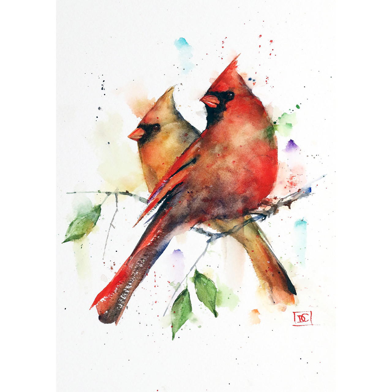 Dean Crouser Water Color Greeting Card 5x7 - Cardinal Pair